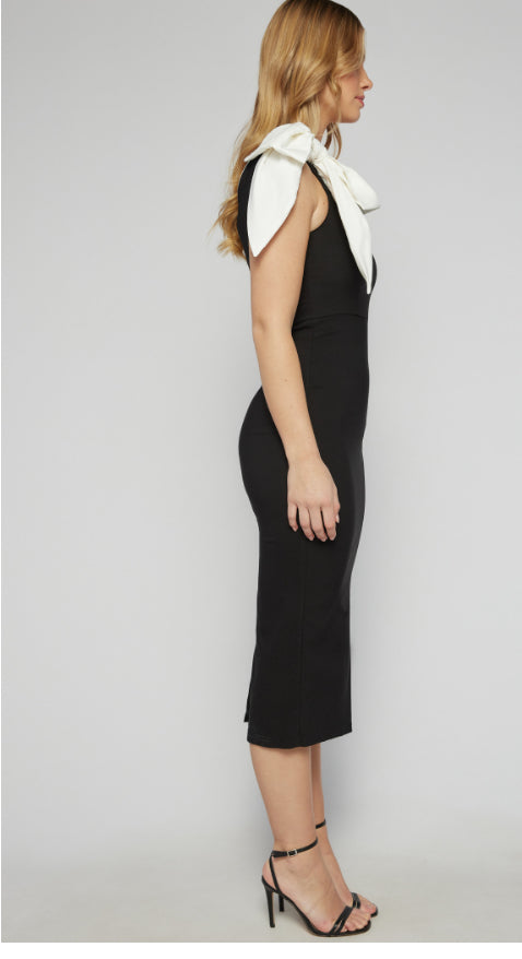 Harley One Shoulder Dress with Contrasting Bow