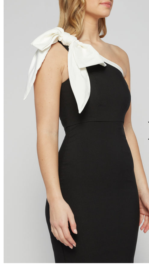 Harley One Shoulder Dress with Contrasting Bow